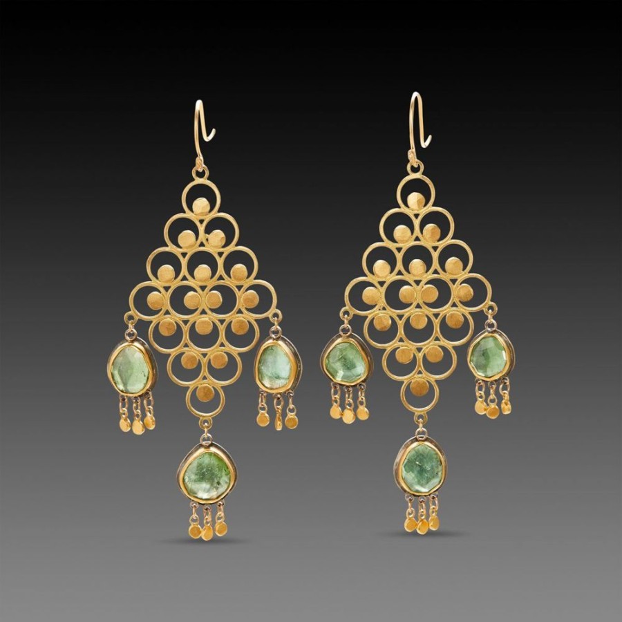 Earrings Ananda Khalsa | Gold Filigree Chandelier Earrings