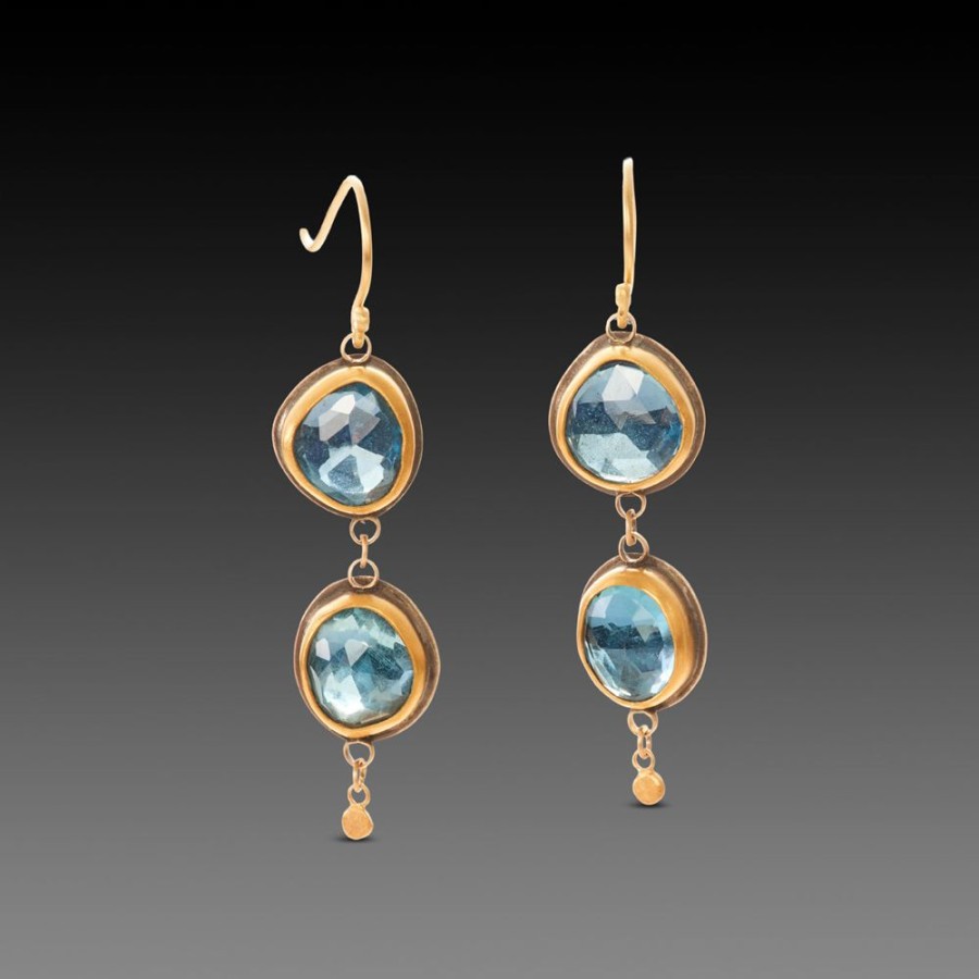 Earrings Ananda Khalsa | Double Blue Topaz Drop Earrings