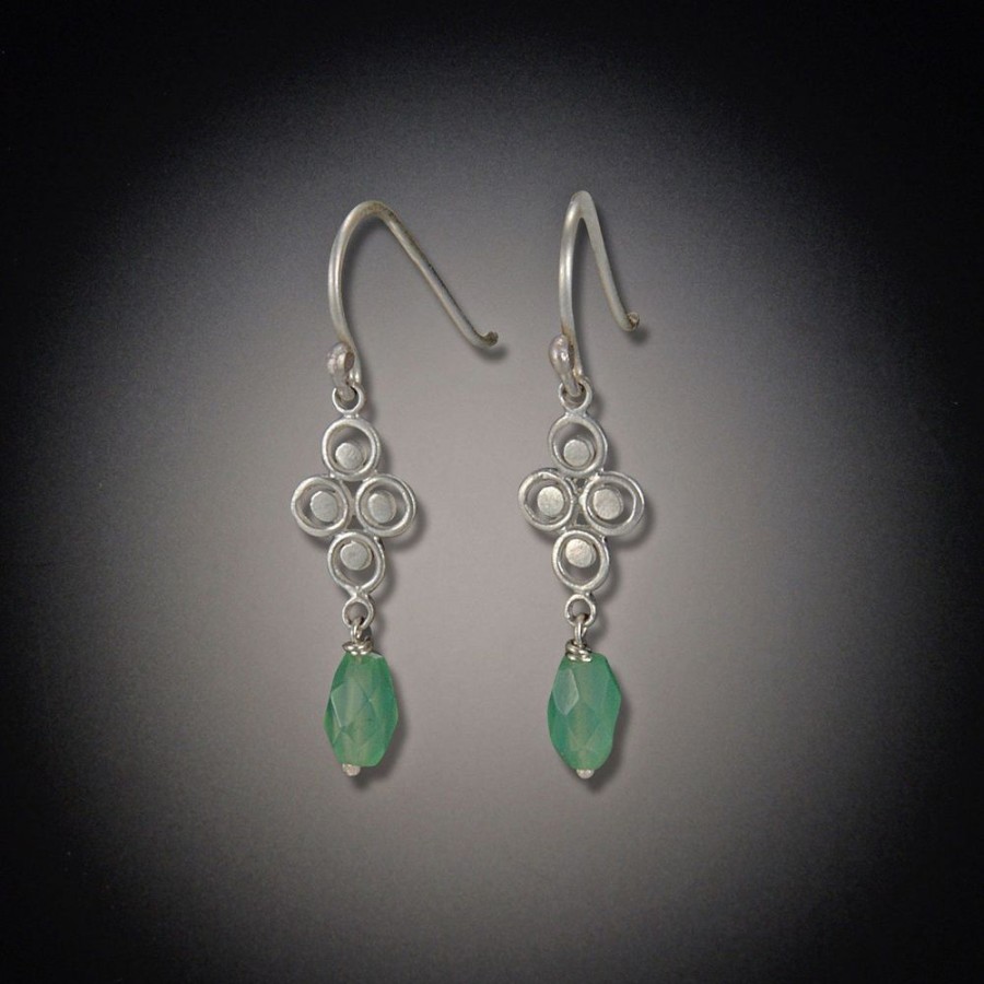 Earrings Ananda Khalsa | Small Filigree Earrings With Chrysoprase