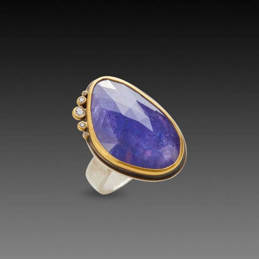 Rings Ananda Khalsa | Rose Cut Tanzanite Ring With Diamond Arc