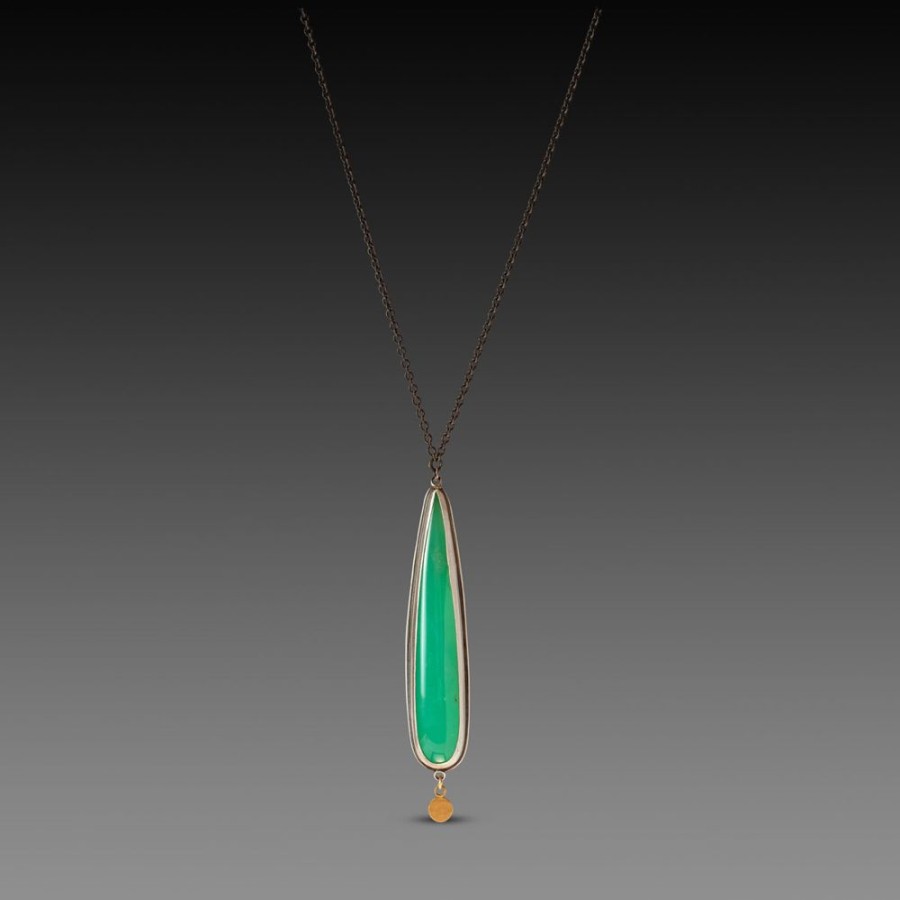 Necklaces Ananda Khalsa | Chrysoprase Teardrop Necklace