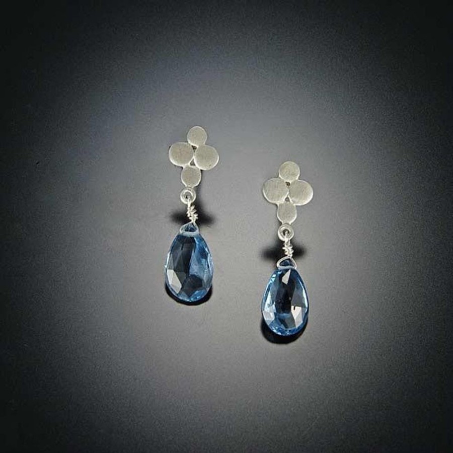 Earrings Ananda Khalsa | Small Multi Disk Stud Earrings With London Blue Topaz Drops