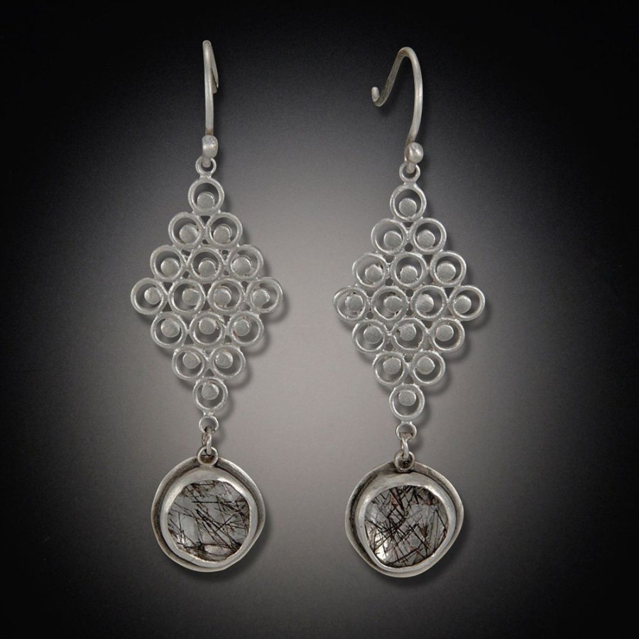 Earrings Ananda Khalsa | Tourmalinated Quartz Filgree Earrings