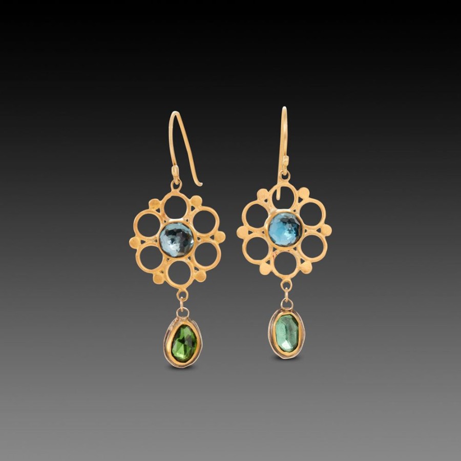 Earrings Ananda Khalsa | Mandala Earrings With Topaz & Tourmaline