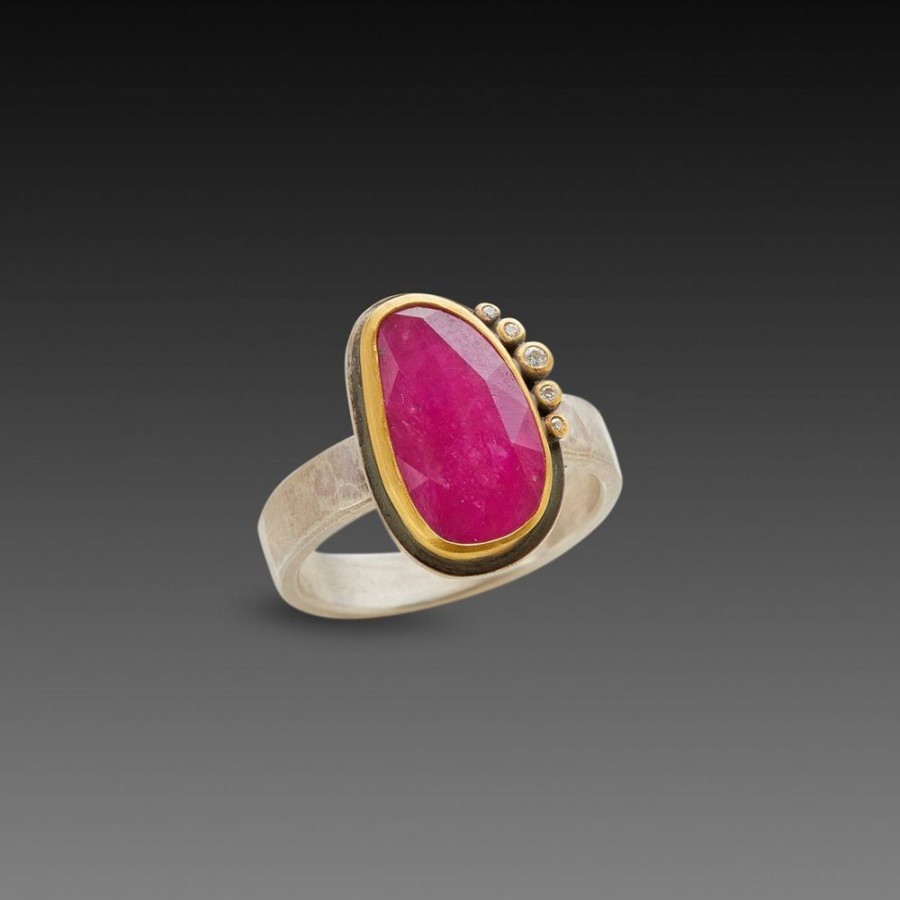 Rings Ananda Khalsa | Rose Cut Ruby Ring With Diamonds