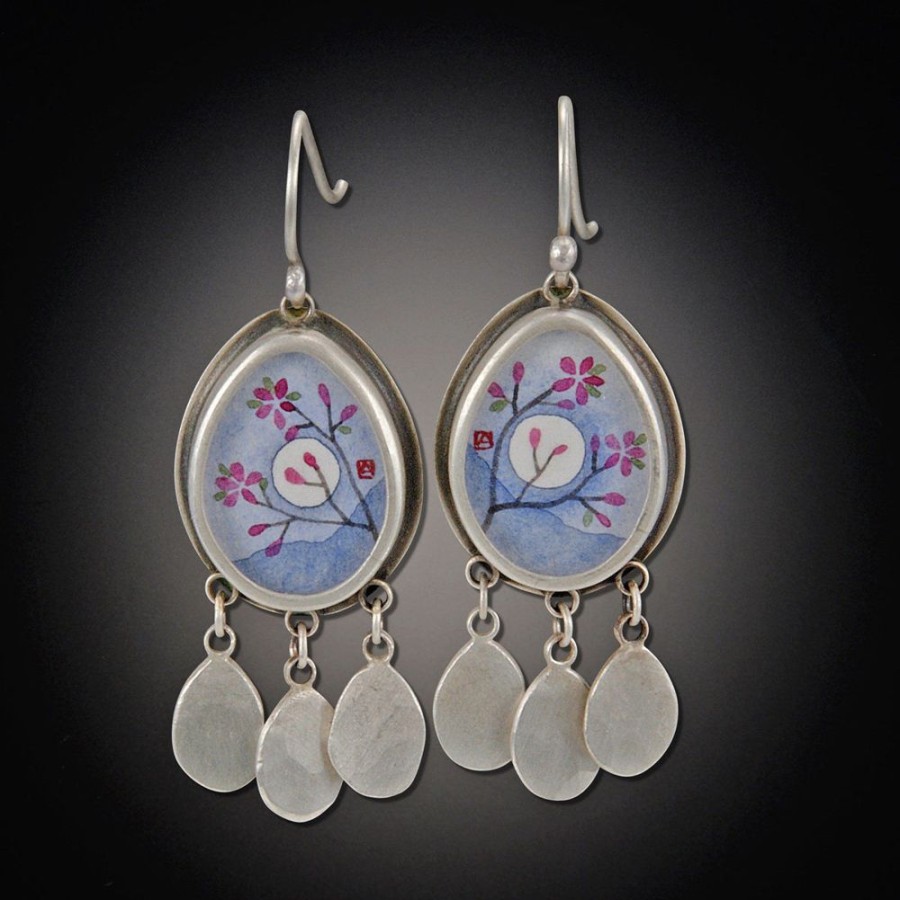 Earrings Ananda Khalsa | Teardrop Plum Blossom Earring With Oval Disks