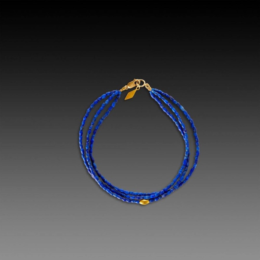 Bracelets Ananda Khalsa | Lapis Bracelet With 22K Diamond Charm