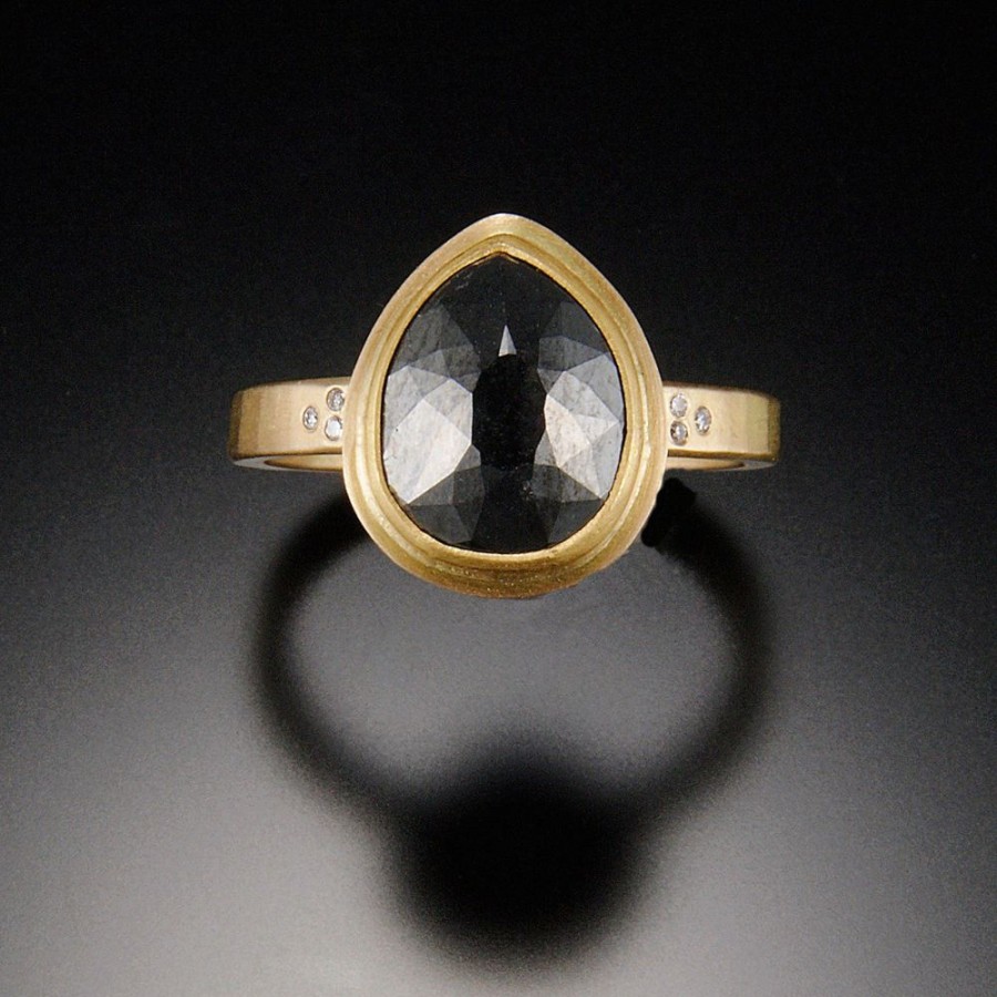 Rings Ananda Khalsa | Teardrop Black Diamond Ring