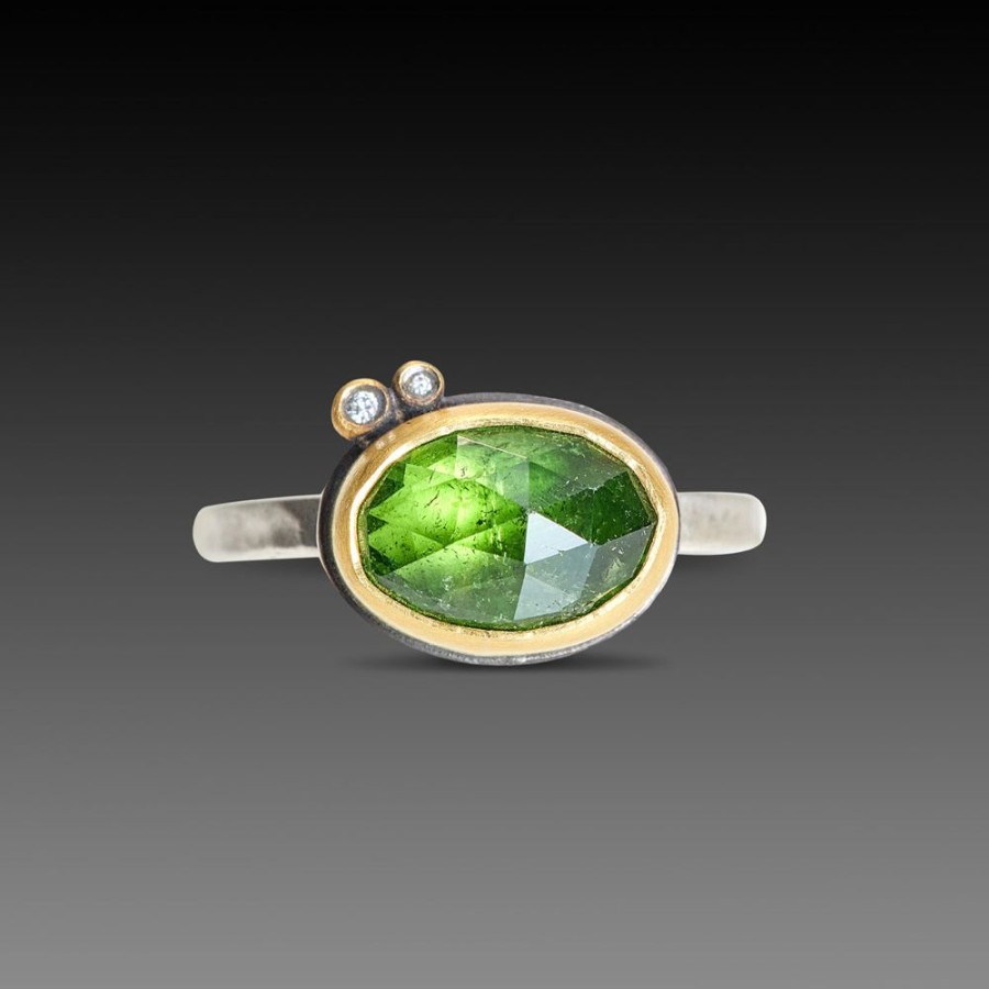 Rings Ananda Khalsa | Green Tourmaline Ring With Diamonds