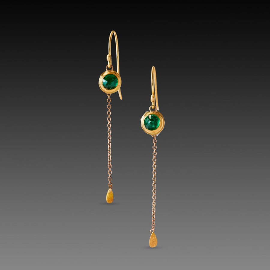 Earrings Ananda Khalsa | Emerald Chain Drop Earrings