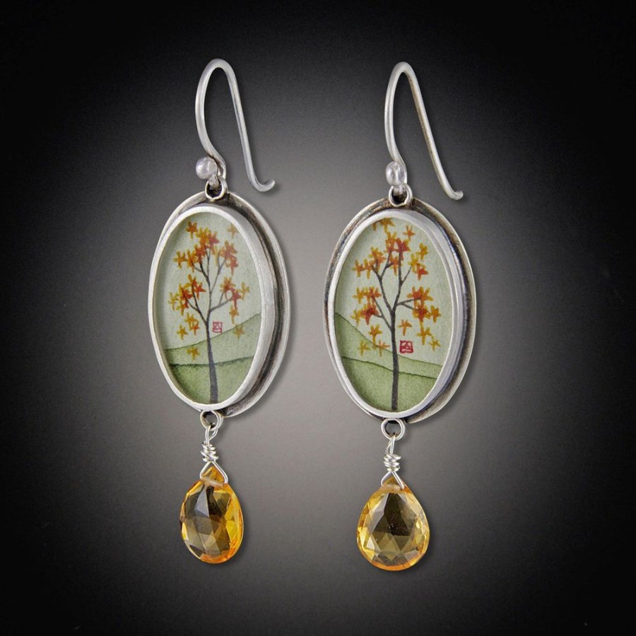 Earrings Ananda Khalsa | Oval Autumn Maple Earrings