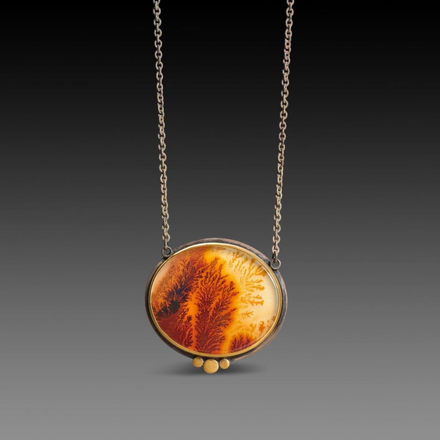 Necklaces Ananda Khalsa | Oval Dendritic Agate Necklace