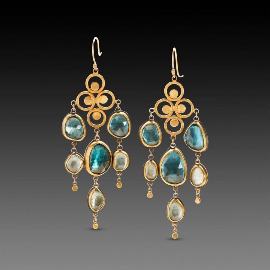 Earrings Ananda Khalsa | Shades Of Blue Topaz Chandelier Earrings