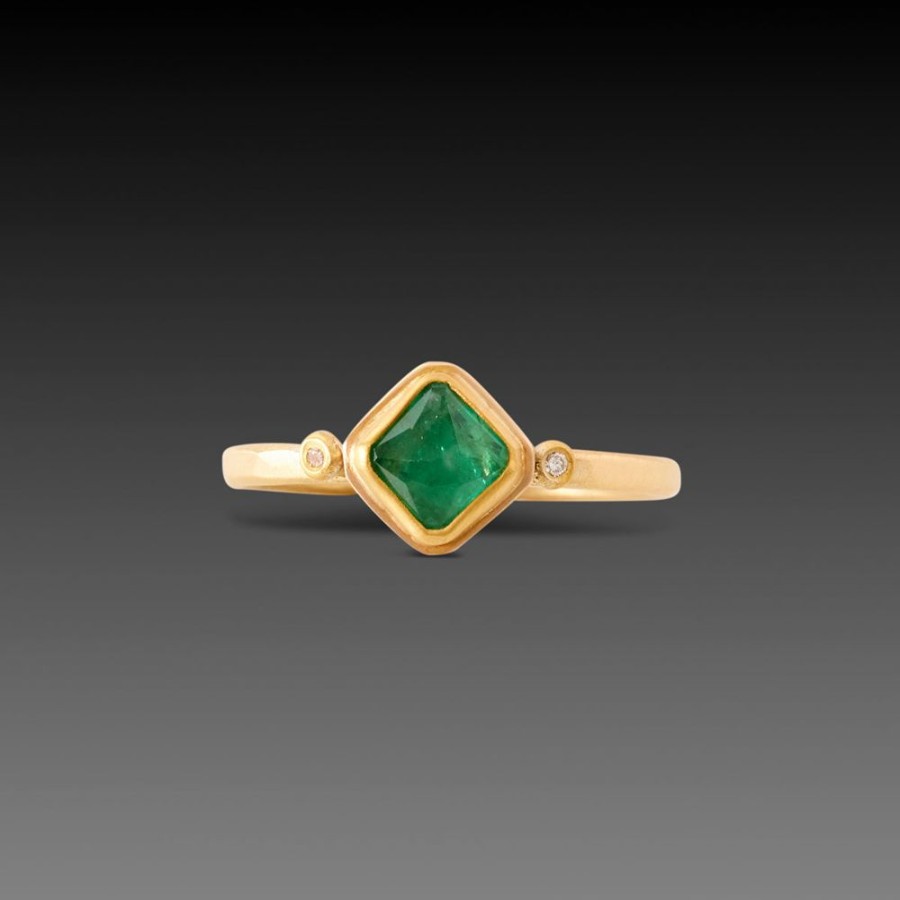 Rings Ananda Khalsa | Emerald Ring With Tiny Diamonds