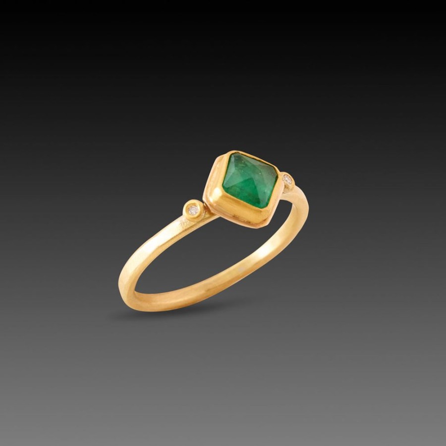 Rings Ananda Khalsa | Emerald Ring With Tiny Diamonds