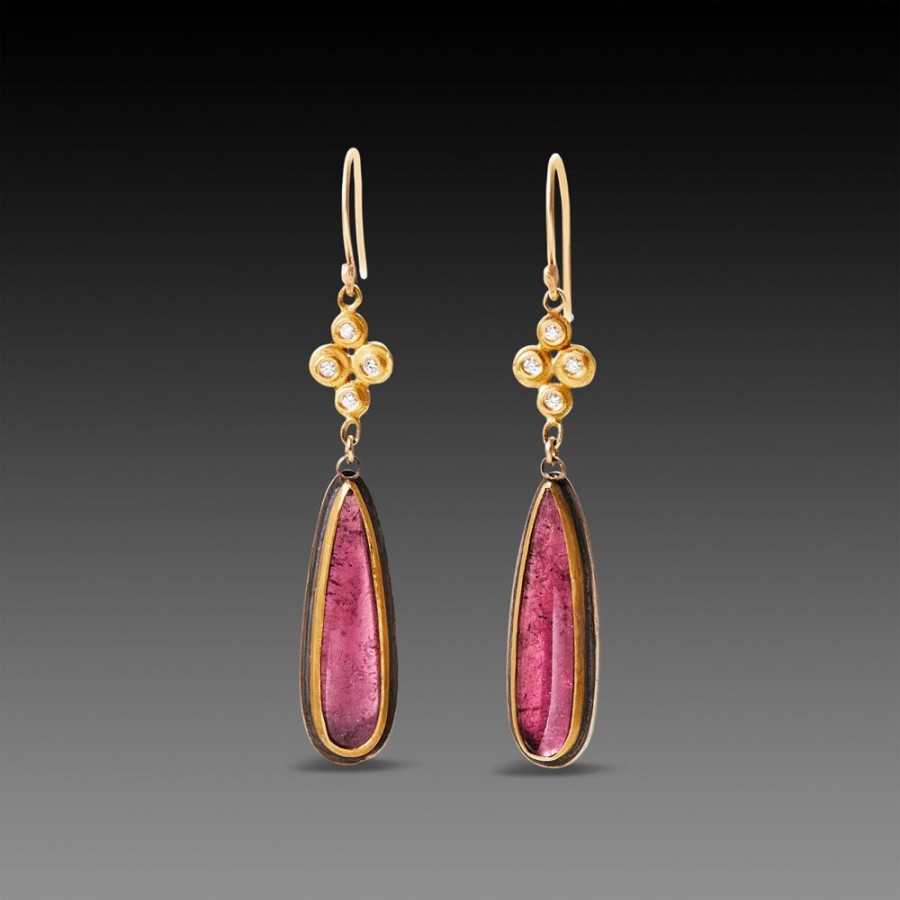 Earrings Ananda Khalsa | Pink Tourmaline Teardrop Earrings