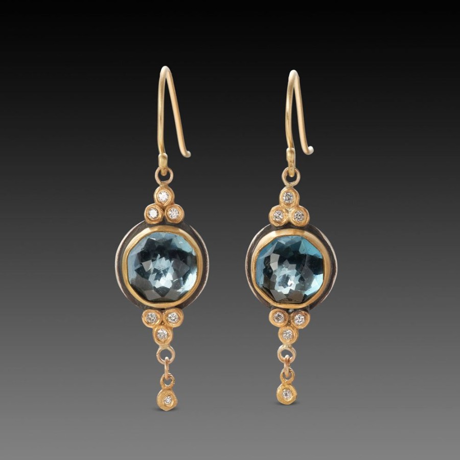 Earrings Ananda Khalsa | London Blue Topaz & Diamond Earrings