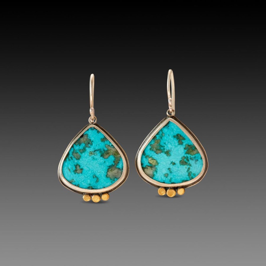 Earrings Ananda Khalsa | Turquoise Earrings With 22K Gold Dots