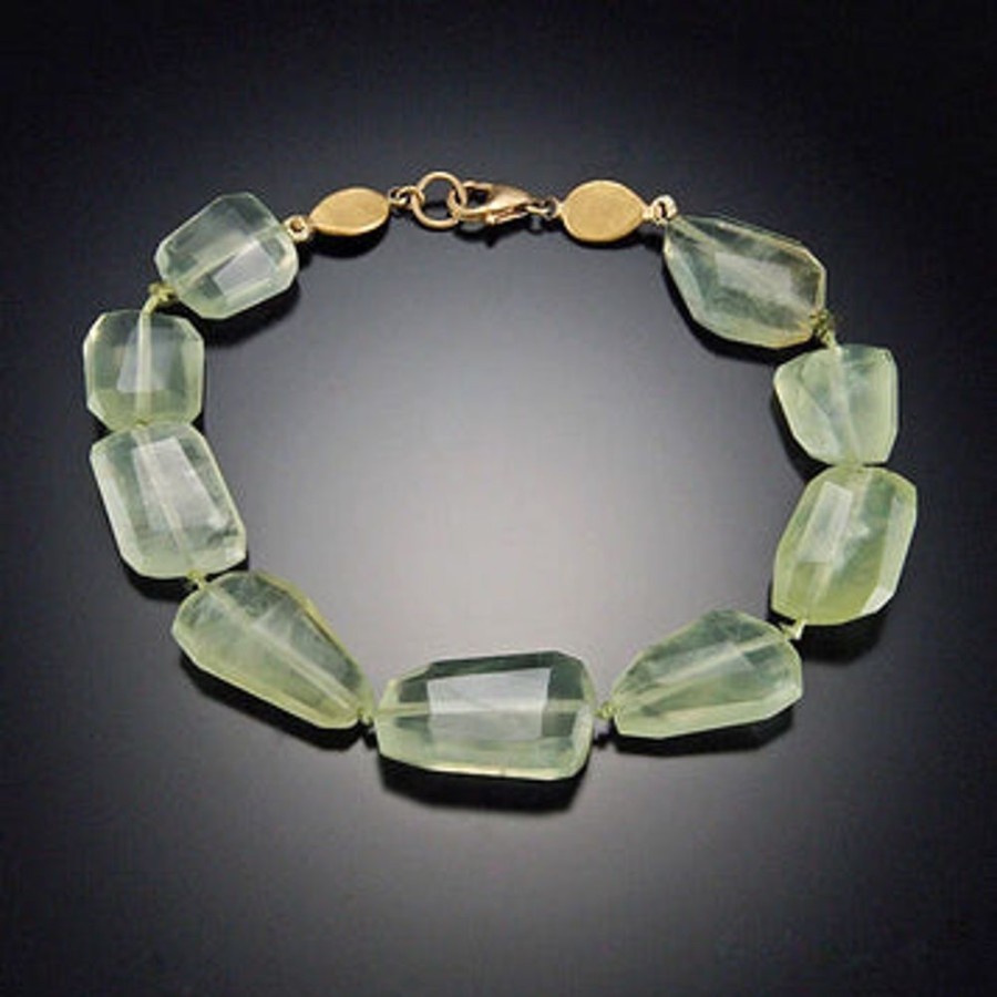 Bracelets Ananda Khalsa | Prehnite Bracelet With 22K Gold Disks