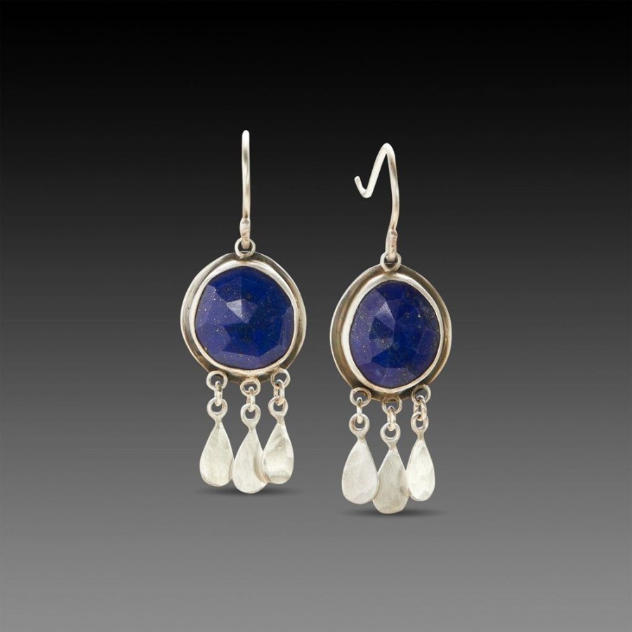 Earrings Ananda Khalsa | Lapis Earrings With Sterling Silver Fringe