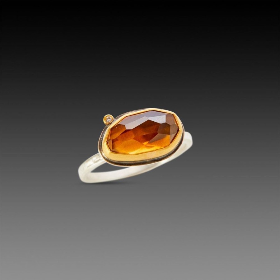 Rings Ananda Khalsa | Citrine Ring With Diamond Dot