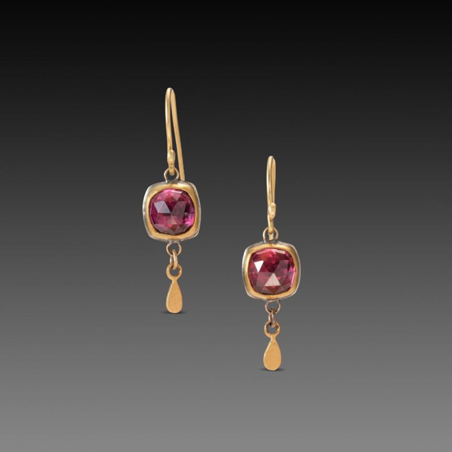 Earrings Ananda Khalsa | Delicate Rhodolite Garnet Earrings