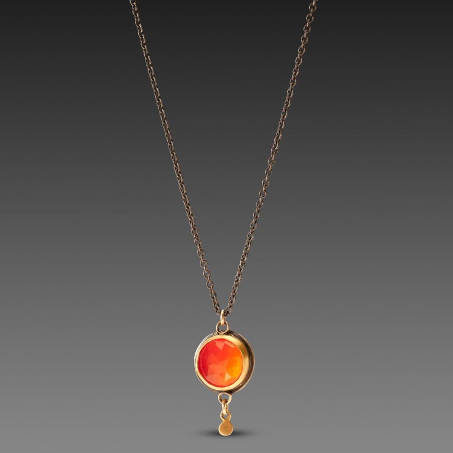 Necklaces Ananda Khalsa | Carnelian Necklace With Gold Drop