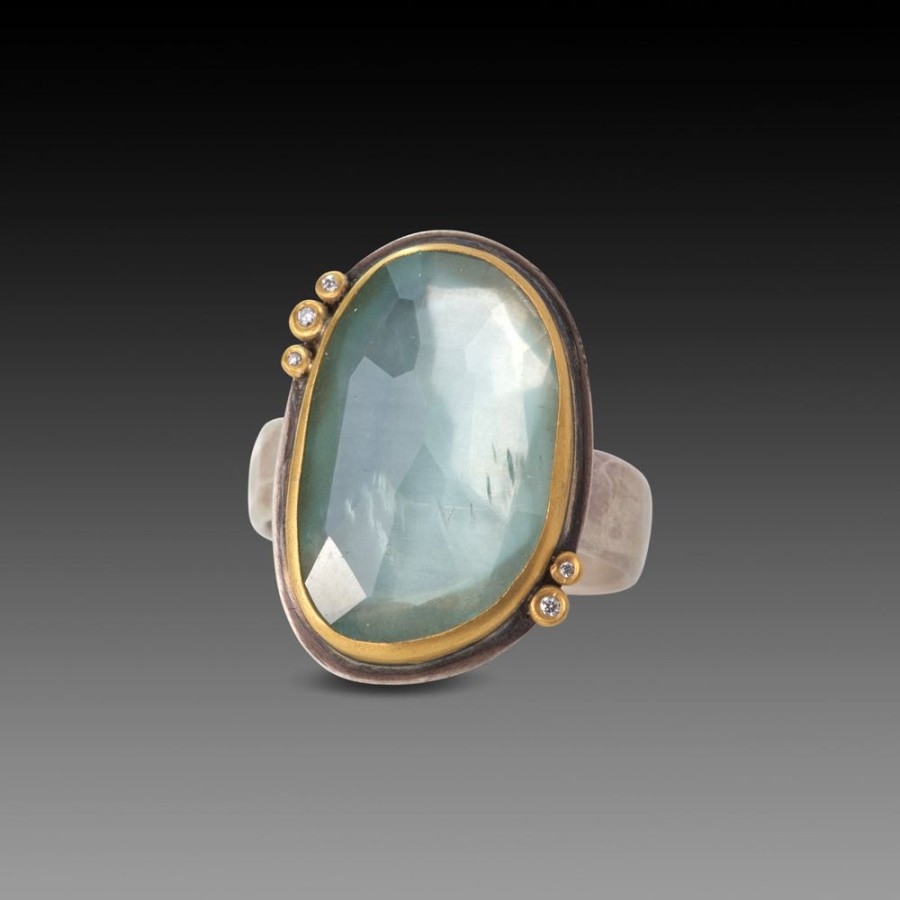 Rings Ananda Khalsa | Aquamarine Ring With Diamonds