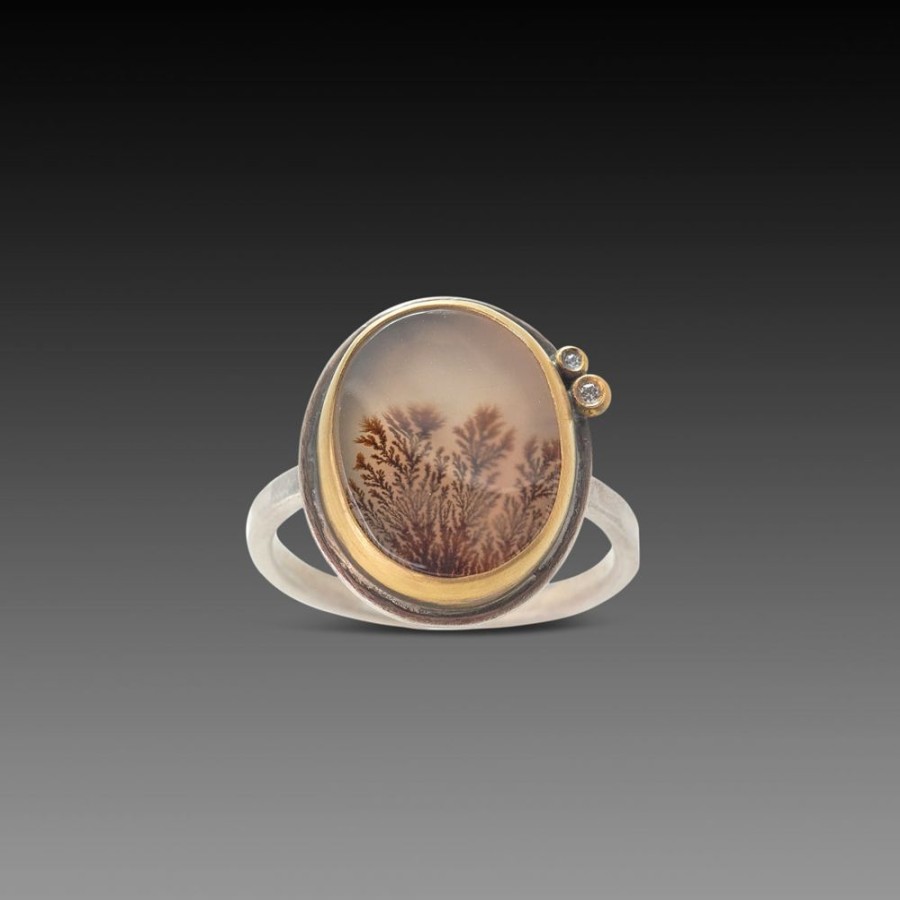 Rings Ananda Khalsa | Dendritic Agate Ring With Diamonds