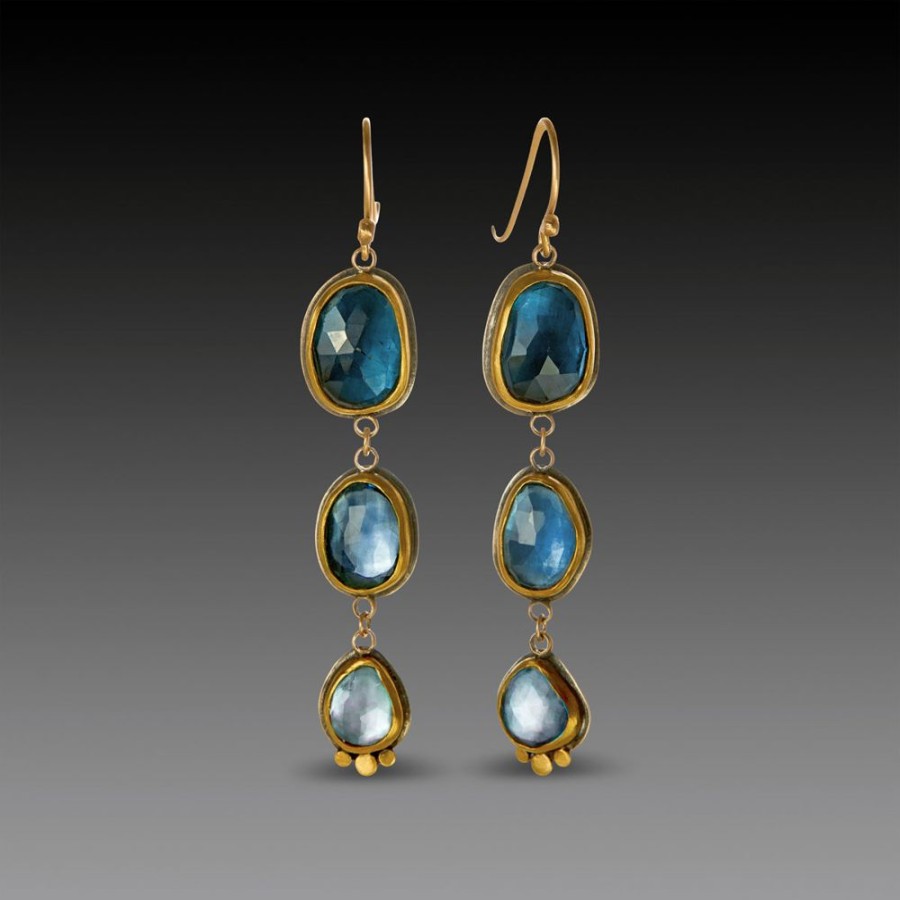 Earrings Ananda Khalsa | Ombre Blue Topaz Drop Earrings