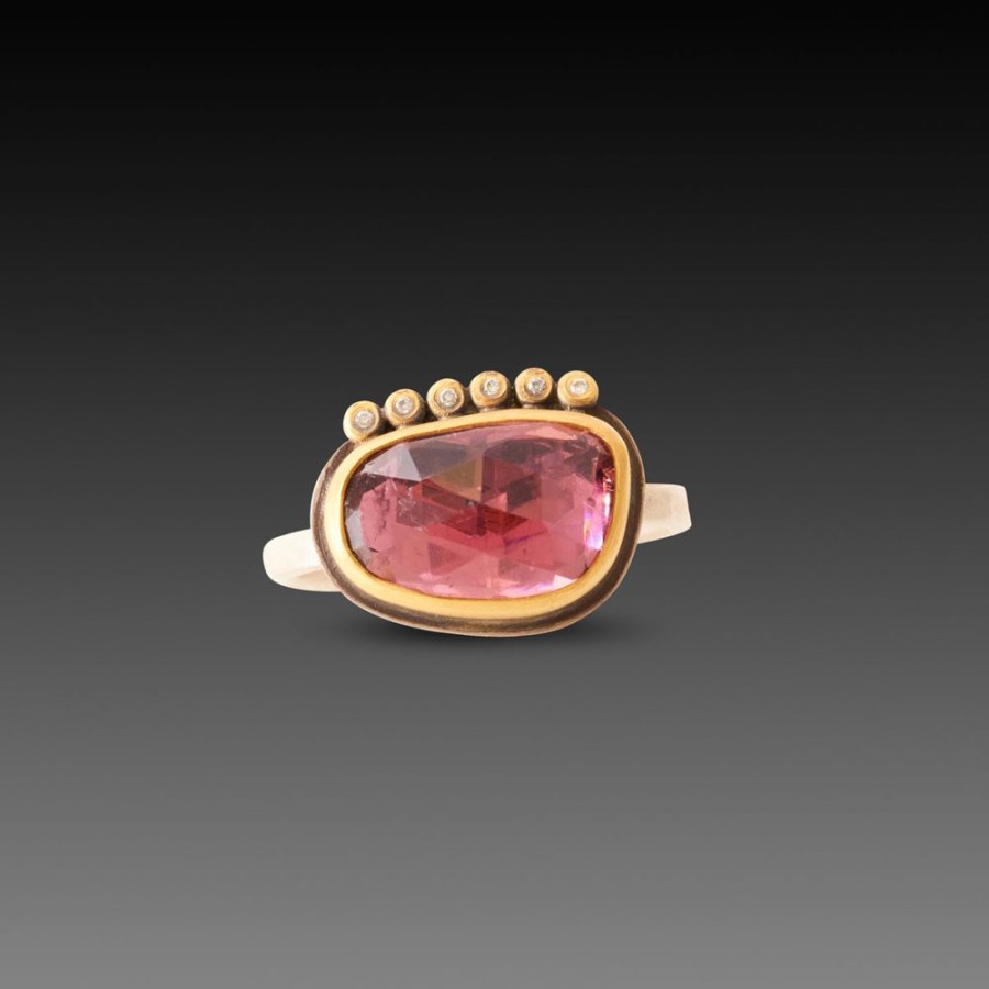 Rings Ananda Khalsa | Pink Tourmaline Ring With Diamond Line