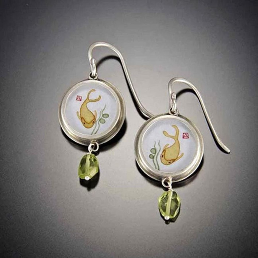 Earrings Ananda Khalsa | Koi Earrings With Peridot