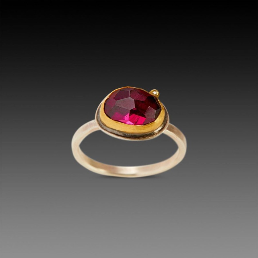 Rings Ananda Khalsa | Rose Cut Rhodolite Garnet Ring With Diamond