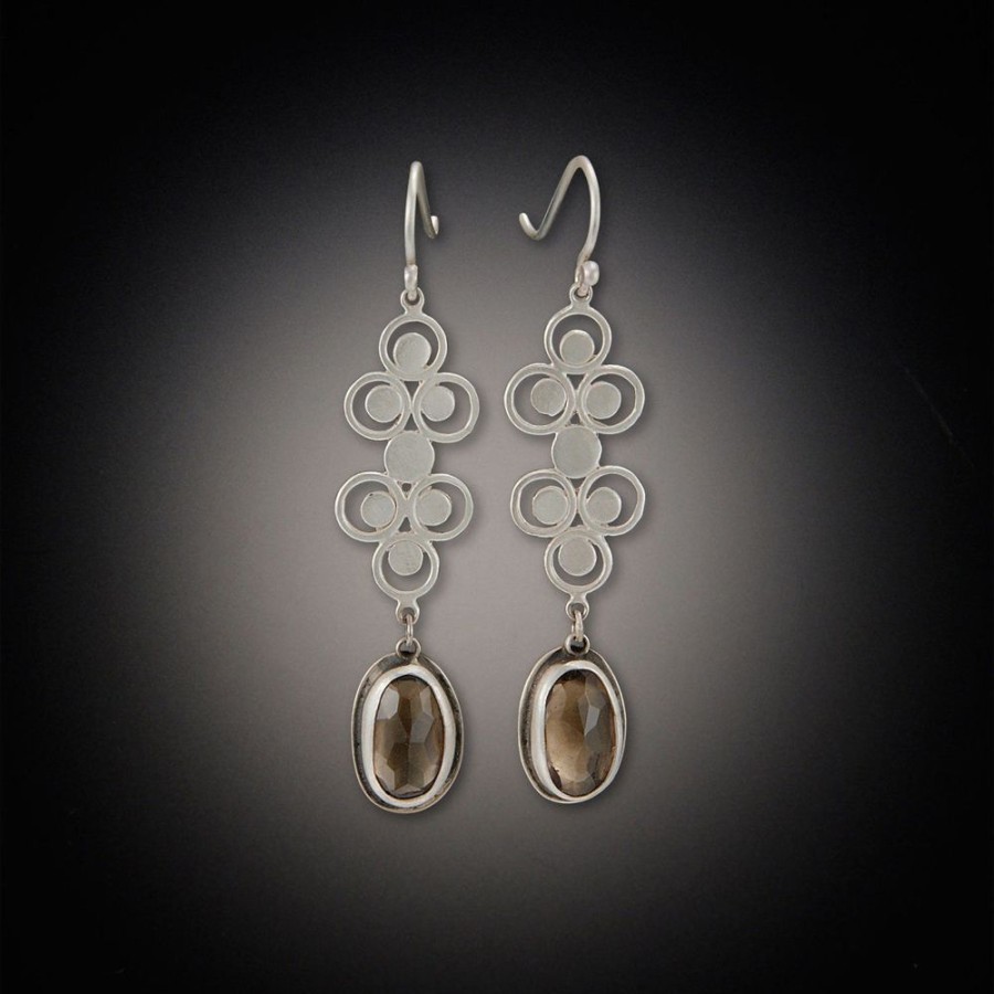 Earrings Ananda Khalsa | Silver Filigree Earrings With Smoky Quartz