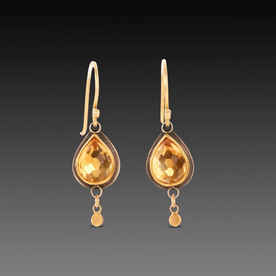 Earrings Ananda Khalsa | Gold Citrine Teardrop Earrings