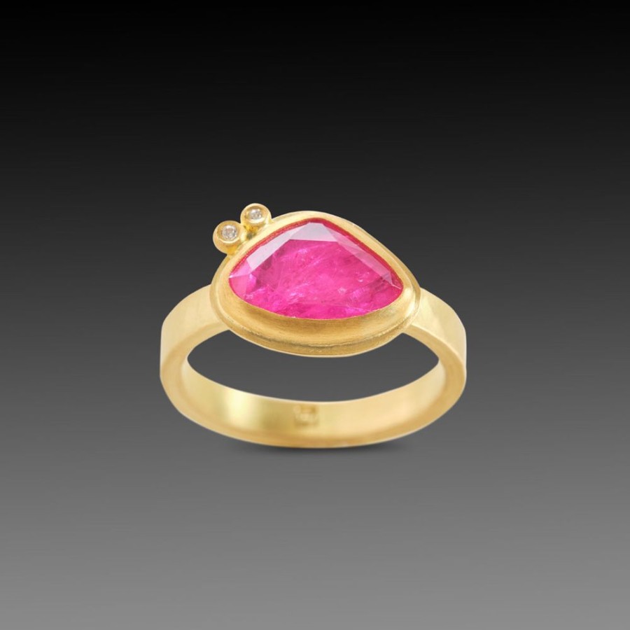 Rings Ananda Khalsa | Organic Ruby Ring With Diamonds