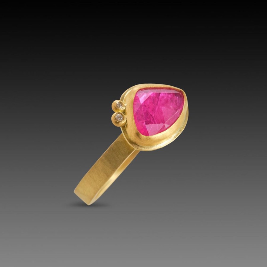 Rings Ananda Khalsa | Organic Ruby Ring With Diamonds