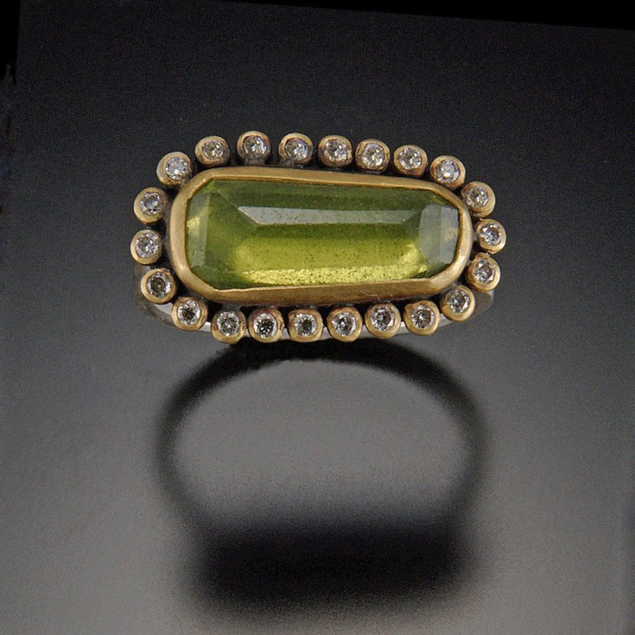 Rings Ananda Khalsa | Vesuvianite Ring With Diamond Halo