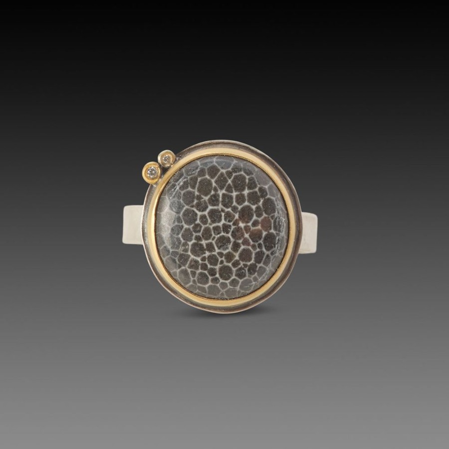 Rings Ananda Khalsa | Round Bryozoan Fossil Ring