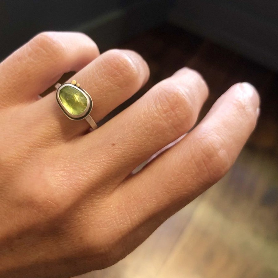 Rings Ananda Khalsa | Peridot Ring With 22K Dots