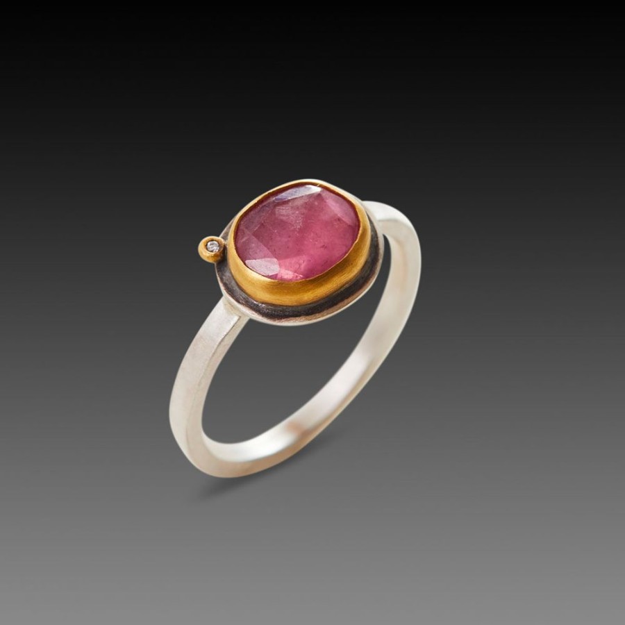 Rings Ananda Khalsa | Pink Sapphire Ring With Single Diamond