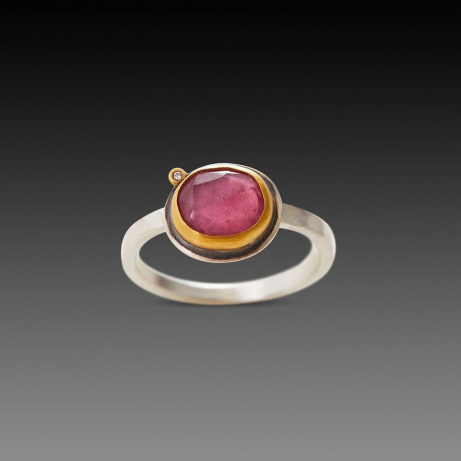 Rings Ananda Khalsa | Pink Sapphire Ring With Single Diamond