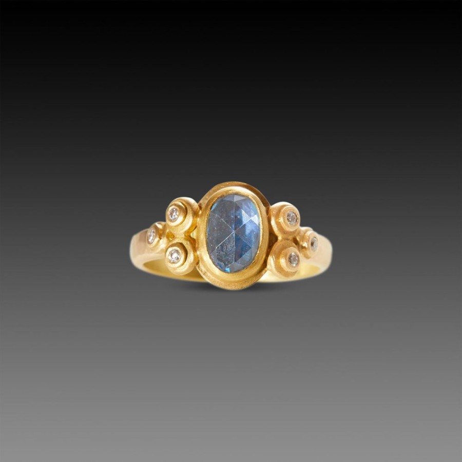 Rings Ananda Khalsa | Rose Cut Ceylon Sapphire Ring With Diamonds