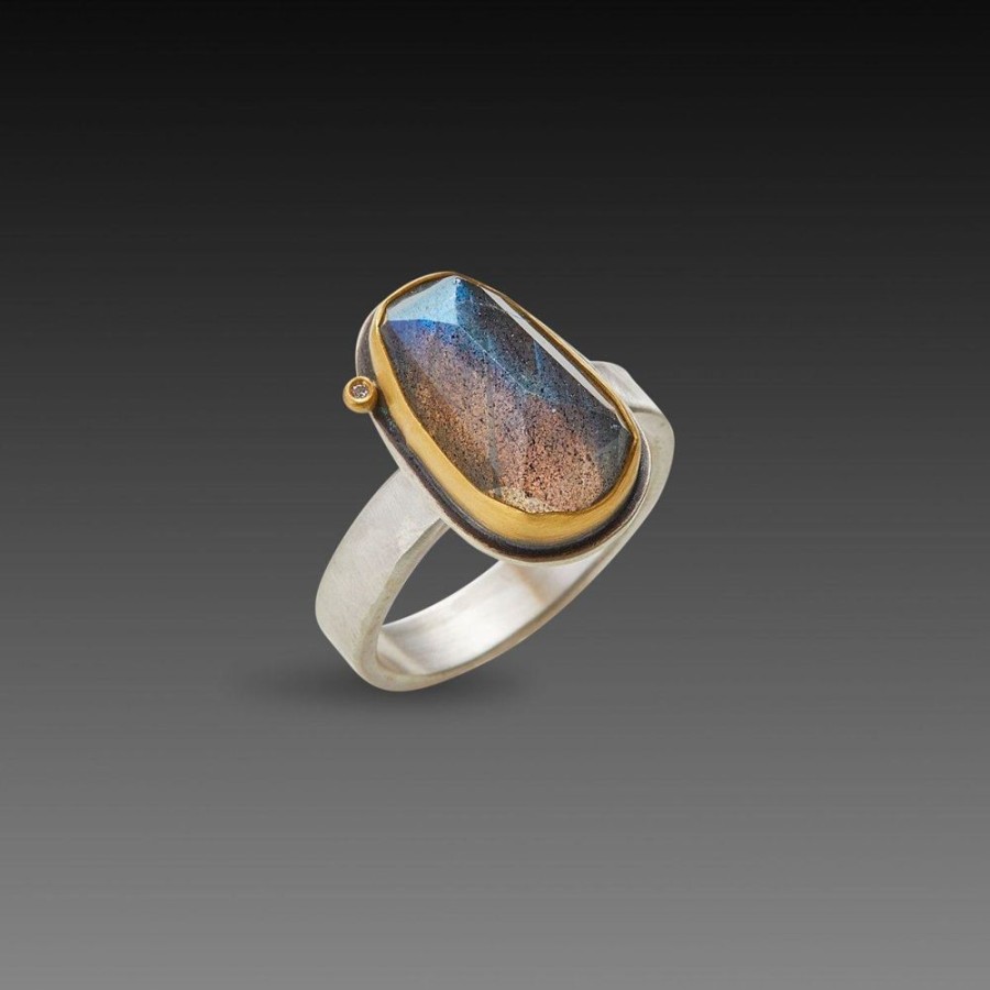 Rings Ananda Khalsa | Labradorite Ring With Diamond Dot