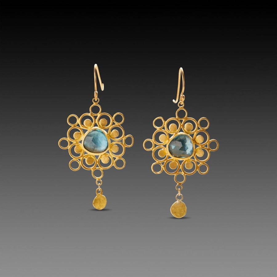 Earrings Ananda Khalsa | Open Mandala And Topaz Earrings