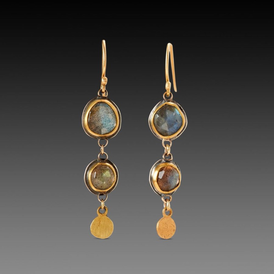 Earrings Ananda Khalsa | Double Labradorite Drop Earrings