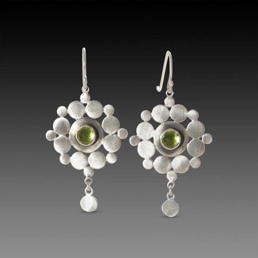 Earrings Ananda Khalsa | Sterling & Peridot Mandala Earrings