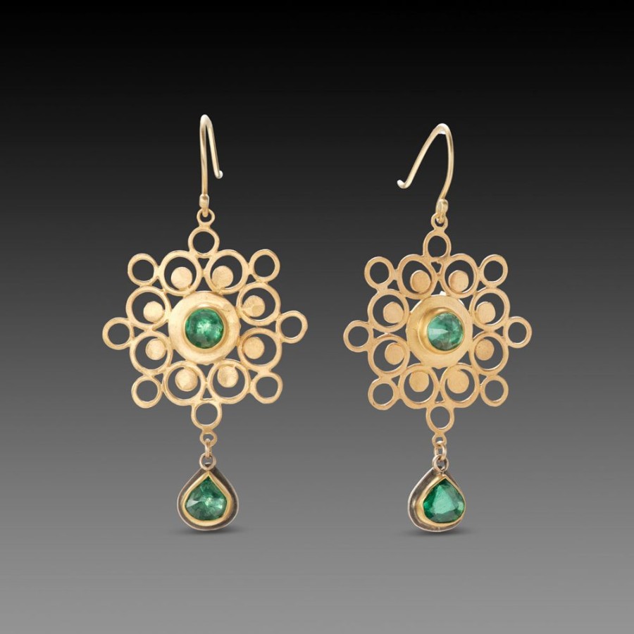 Earrings Ananda Khalsa | Mandala Earrings With Emeralds