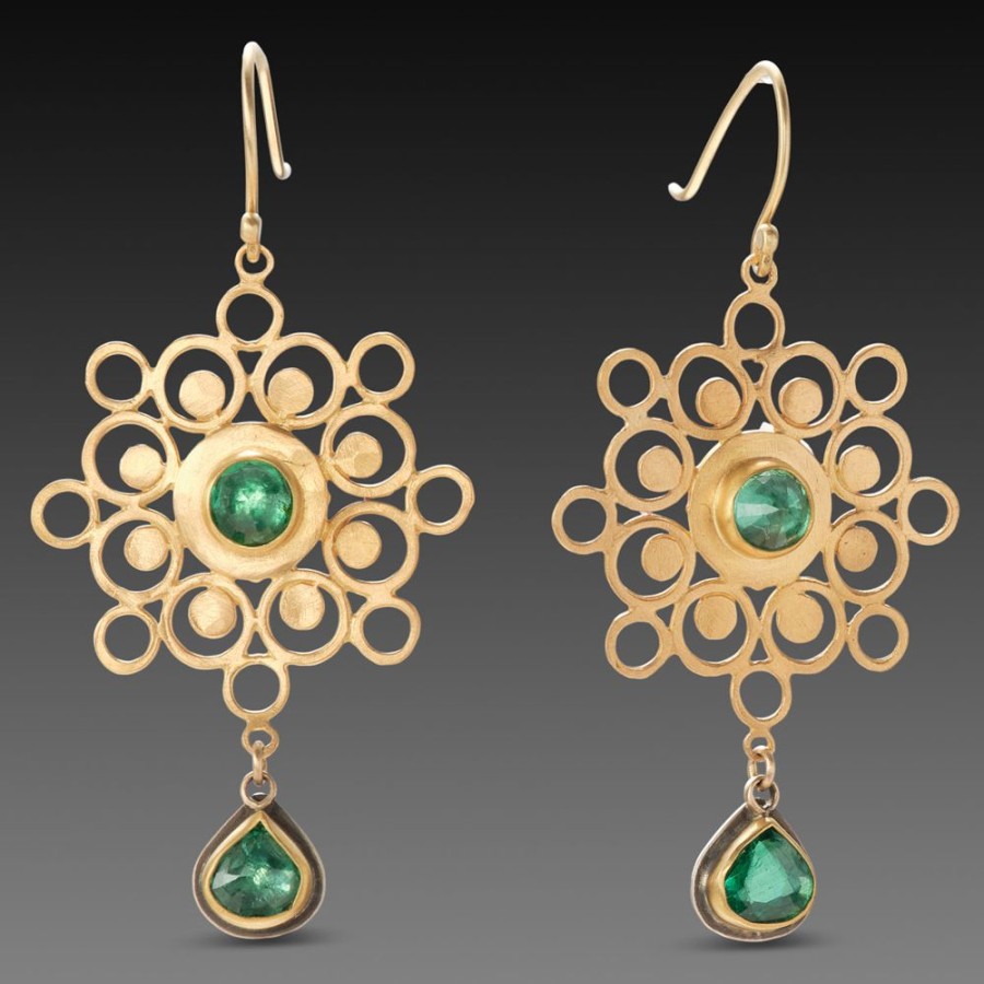 Earrings Ananda Khalsa | Mandala Earrings With Emeralds