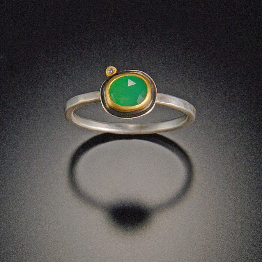 Rings Ananda Khalsa | Chrysoprase Ring With Diamond Dot